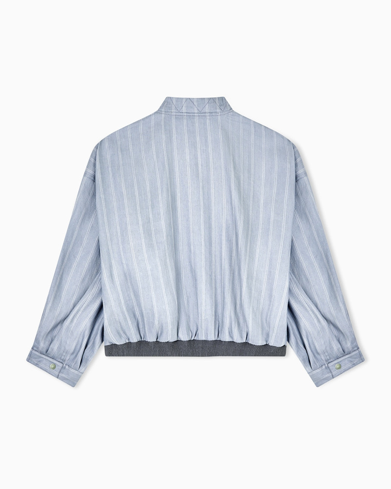 PINSTRIPED, SILK AND LINEN BLOUSON 3