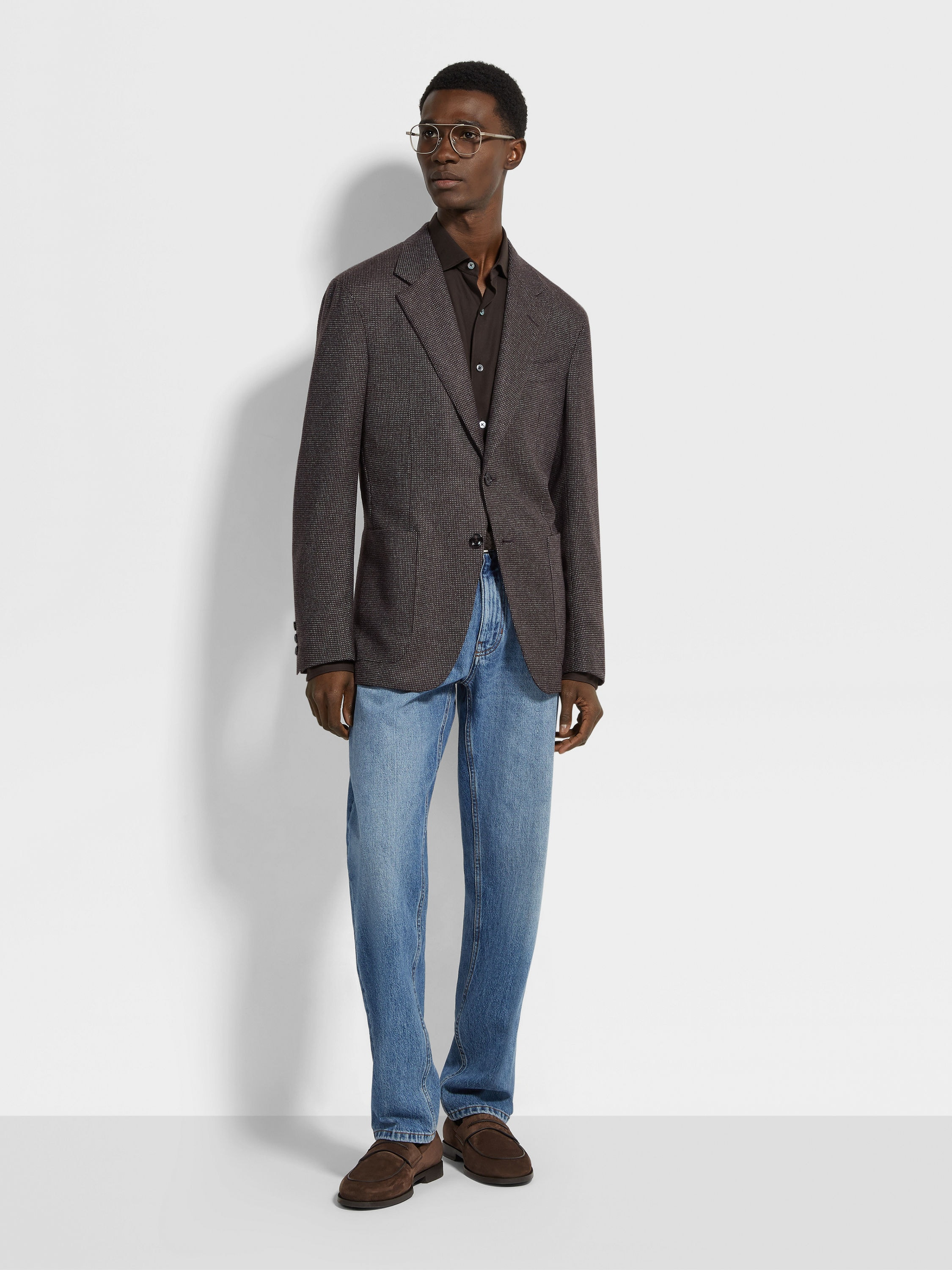BROWN AND GREY OASI CASHMERE JACKET - 2