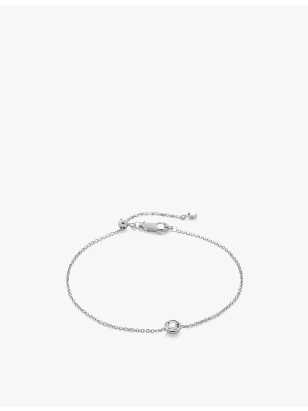 Solitaire Sterling-Silver And 0.06ct Lab-Grown Diamond Bracelet - 1