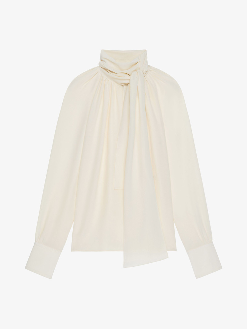 BLOUSE IN SILK WITH LAVALLIÈRE - 1