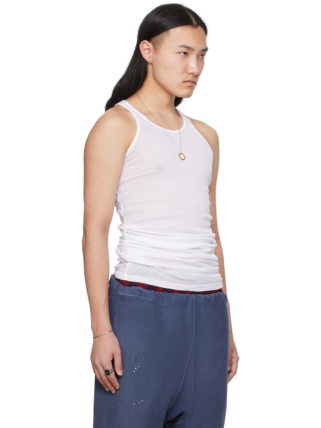 Maison Margiela Black Ribbed Tank Top | ssense | REVERSIBLE