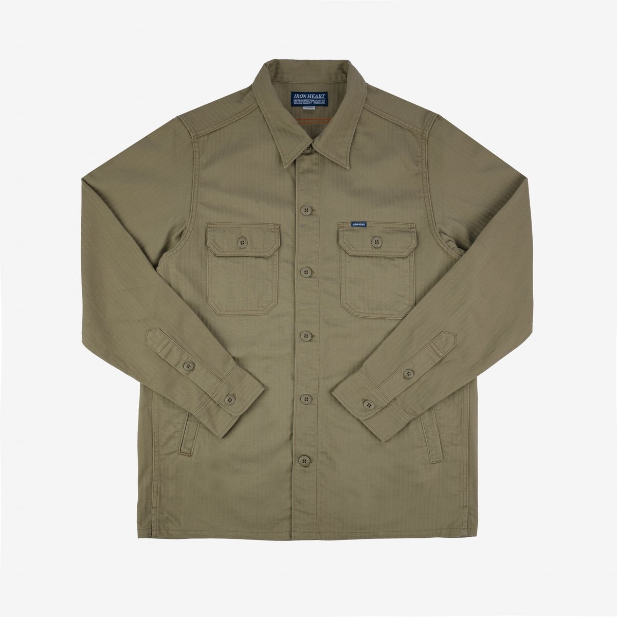 IHSH-385-BEI 9oz Herringbone Military Shirt - Beige - 1