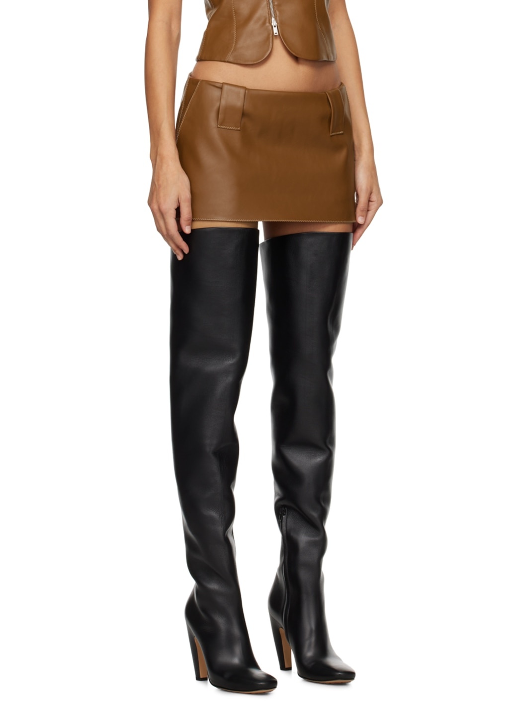 Tan Egas Faux-Leather Miniskirt - 2