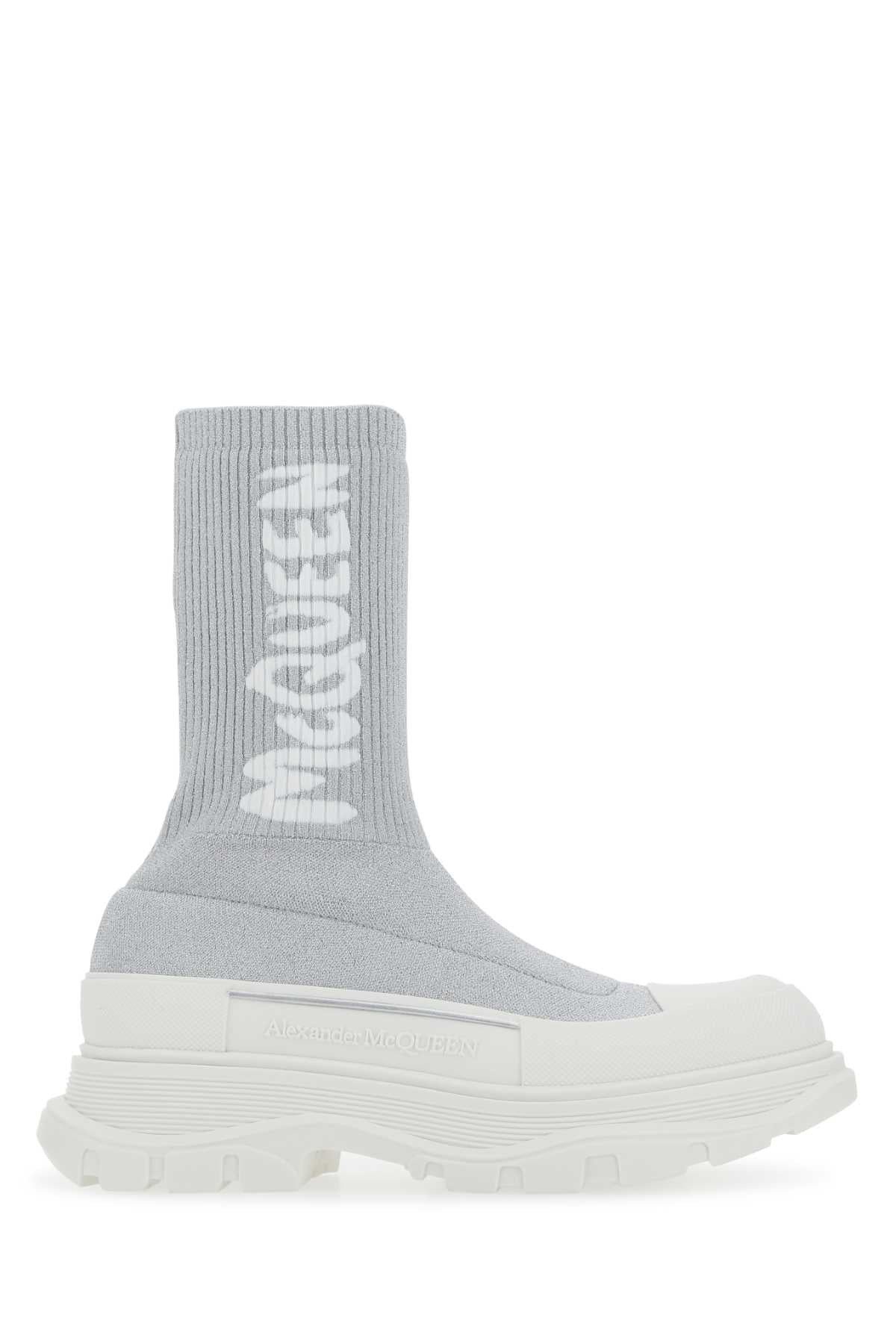 Alexander Mcqueen Women Grey Stretch Nylon Tread Slick Sneakers - 1