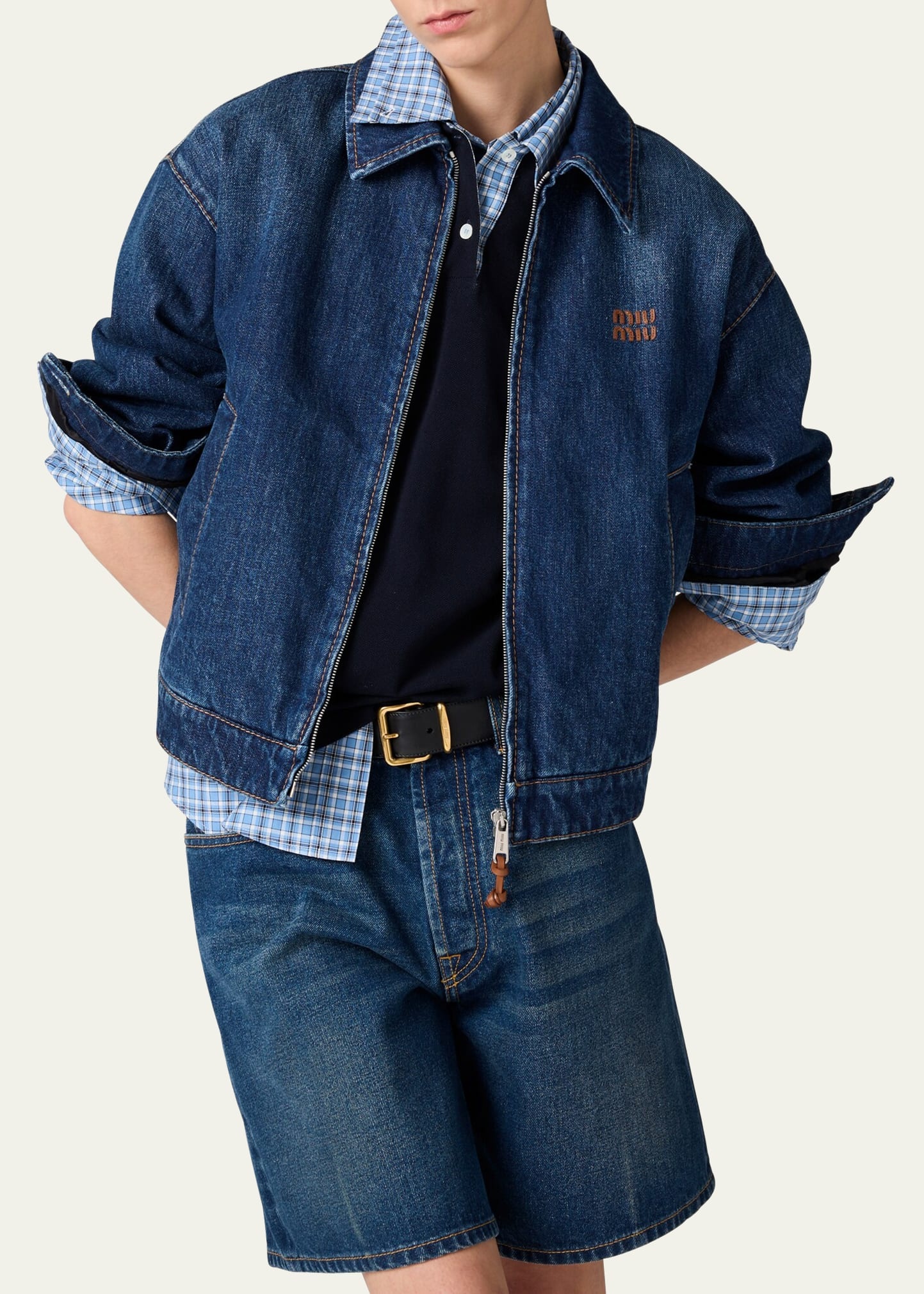 Oversized Zip-Up Denim Jacket - 4