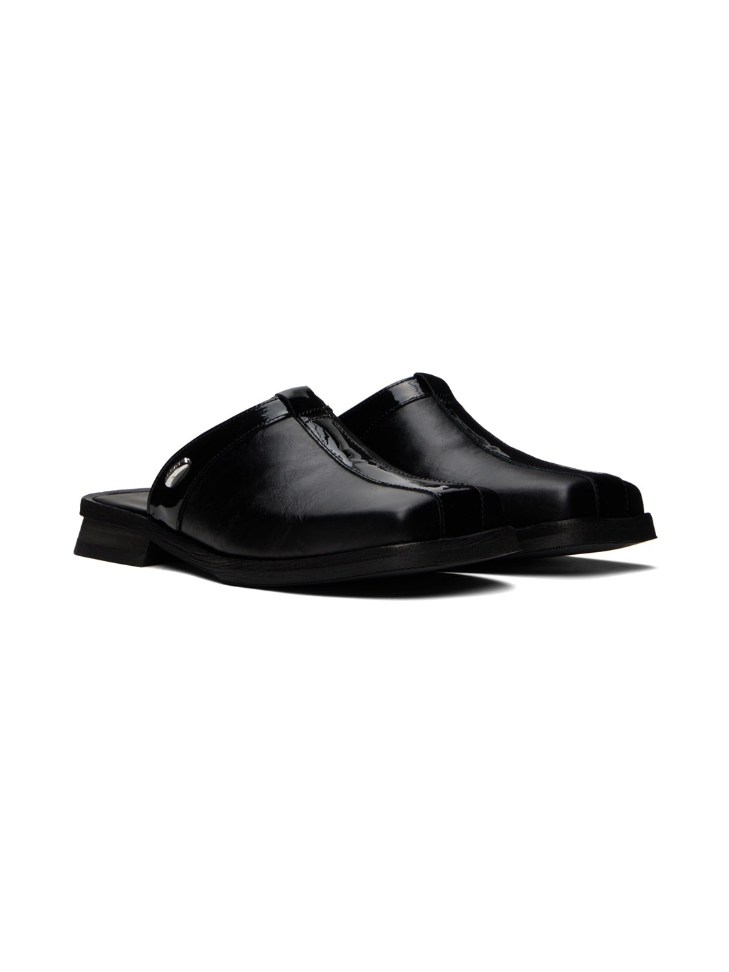 Black Blunt Mules - 4