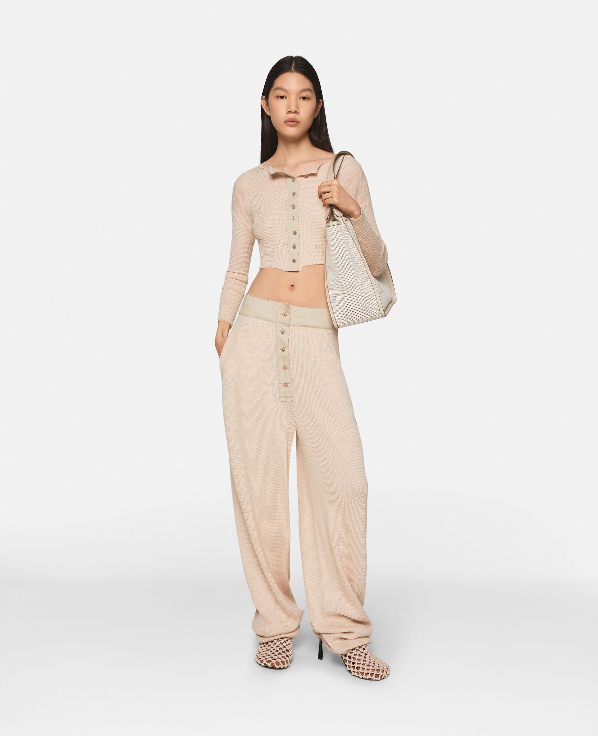 Waffle-Knit Mid-Rise Wool Trousers - 2
