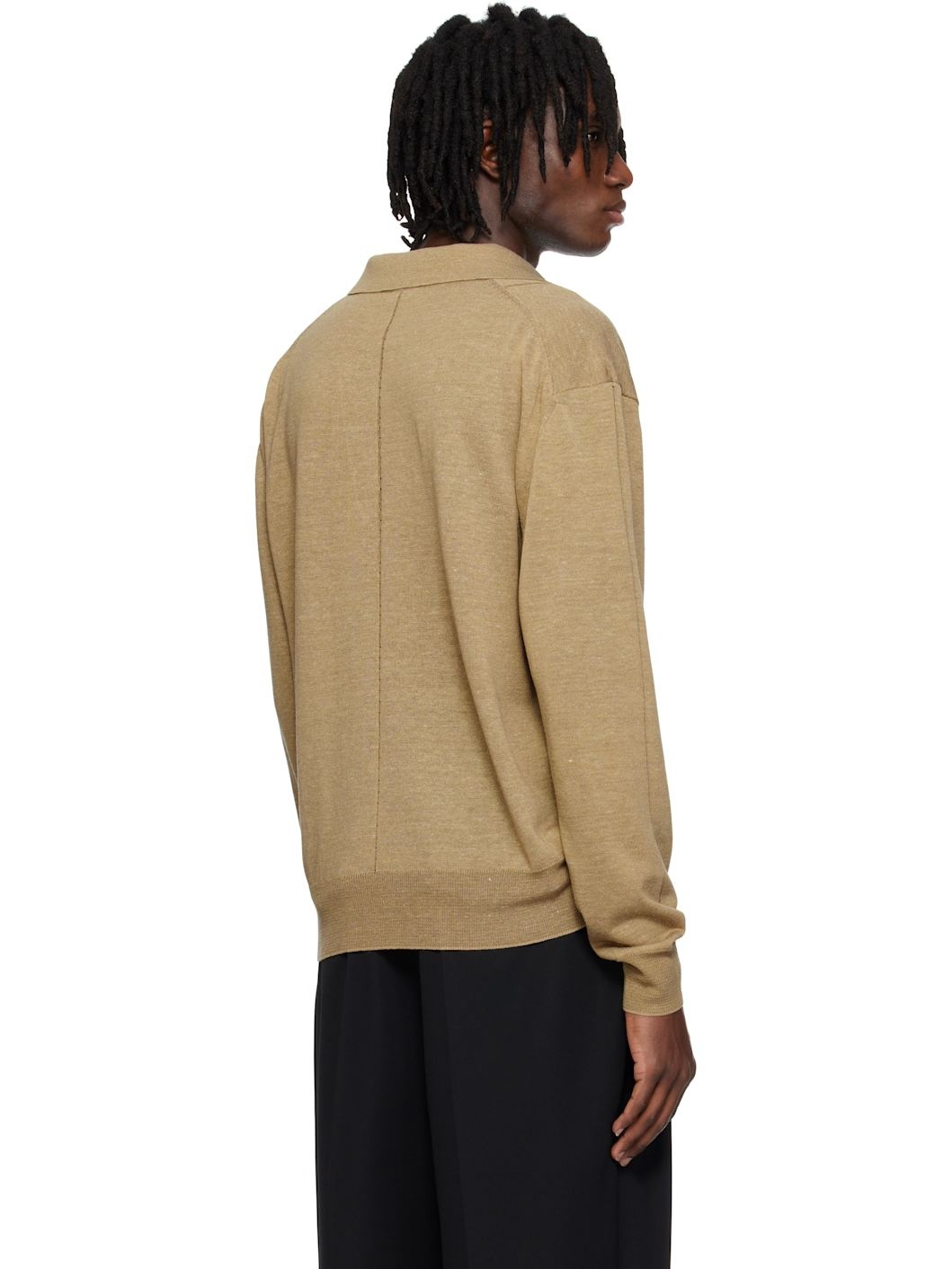 Beige Vintage Daddy Knit Polo - 3
