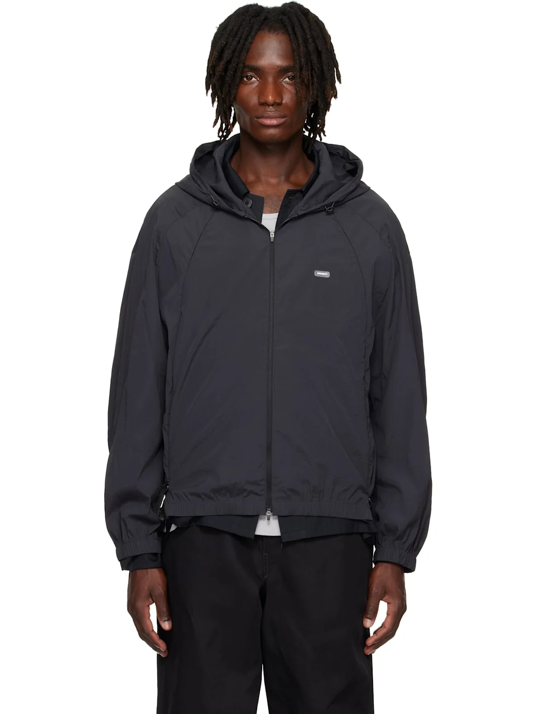 Gray Nylon Hooded Jacket - 1