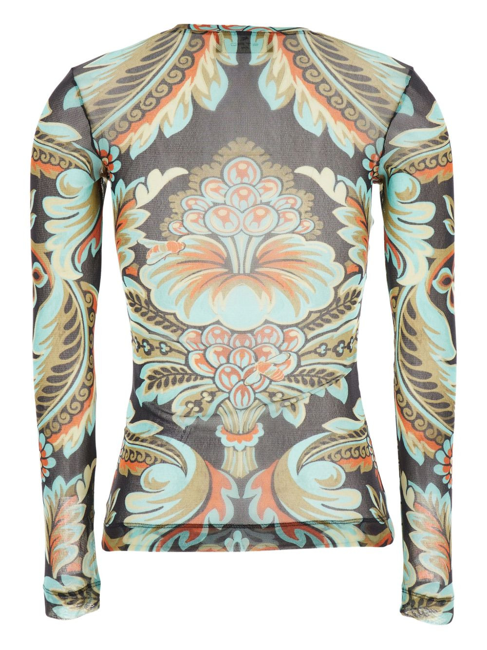 paisley-print mesh top - 2