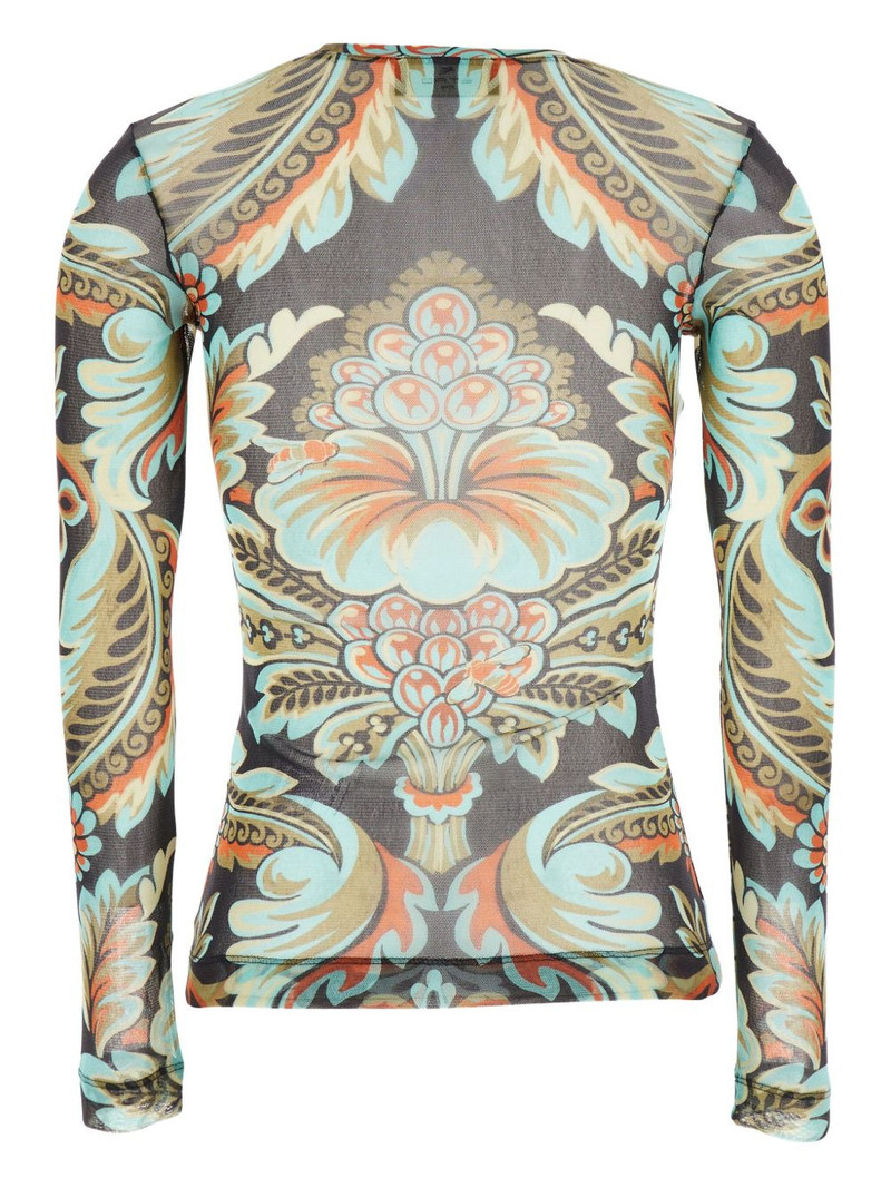 Etro paisley-print mesh top outlook