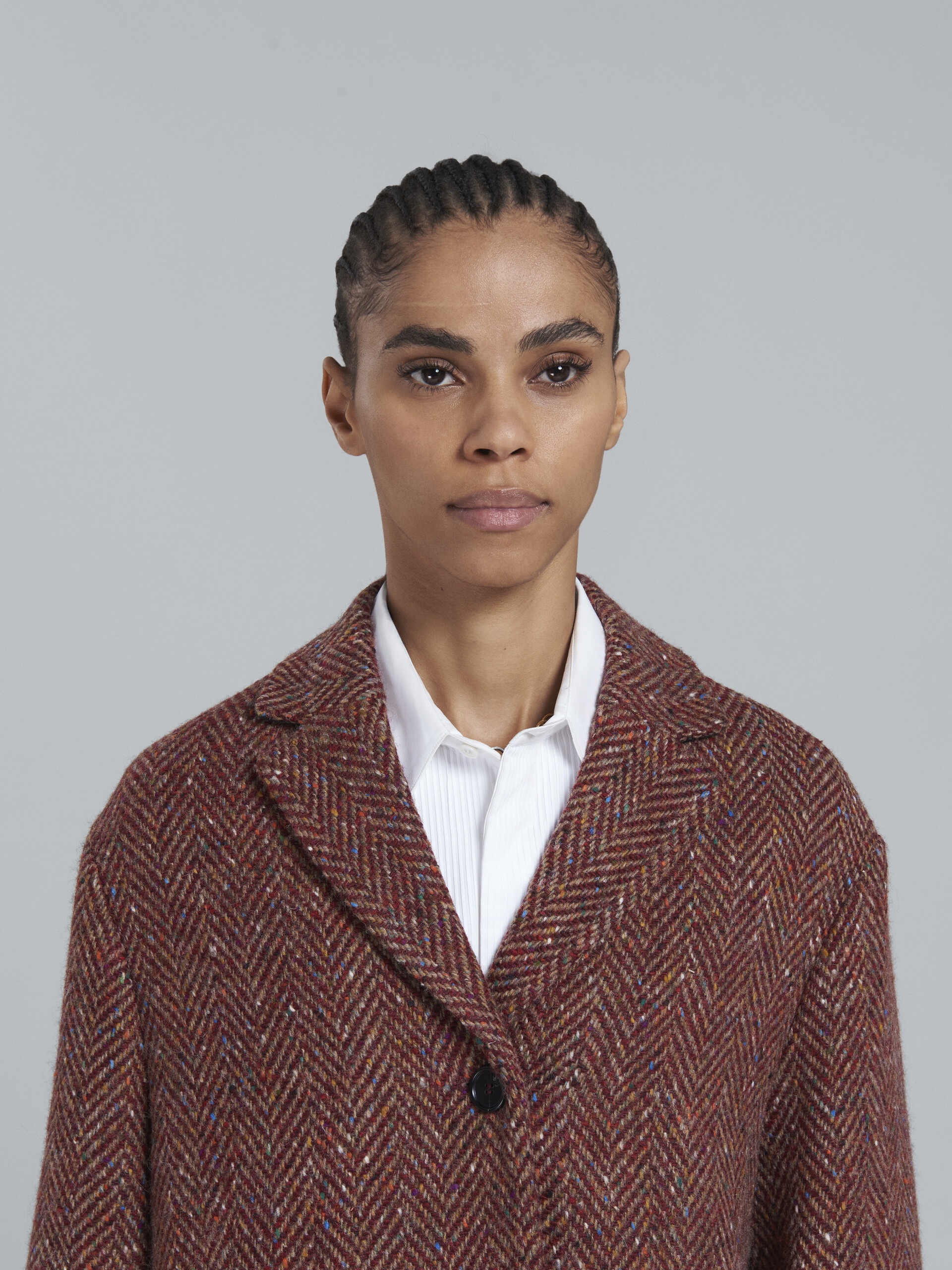 BURGUNDY WOOL CHEVRON JACKET - 4
