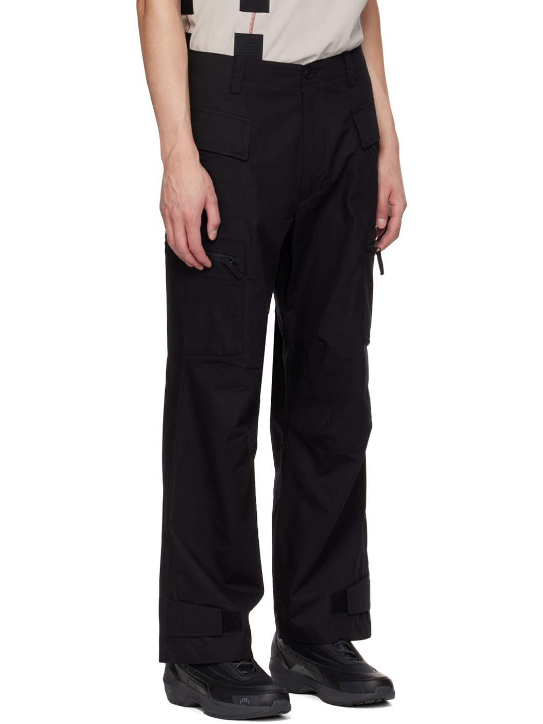 Black Zip Cargo Pants - 2