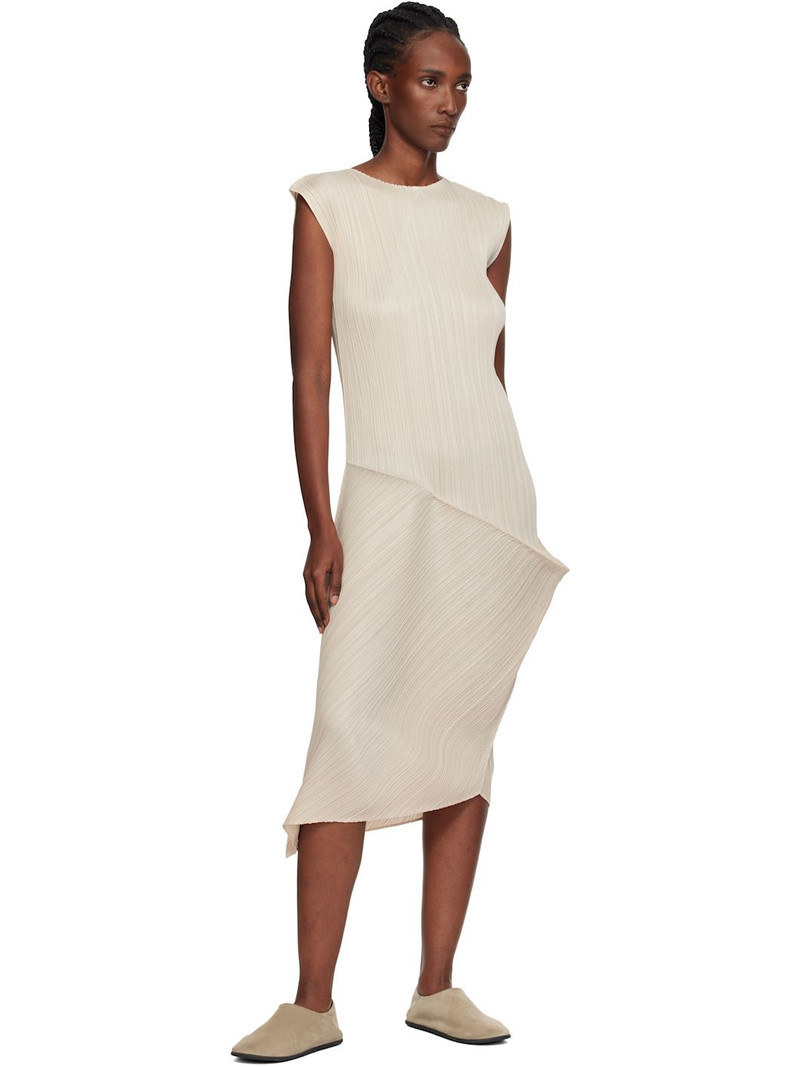 Pleats Please Issey Miyake Beige Leap Midi Dress outlook