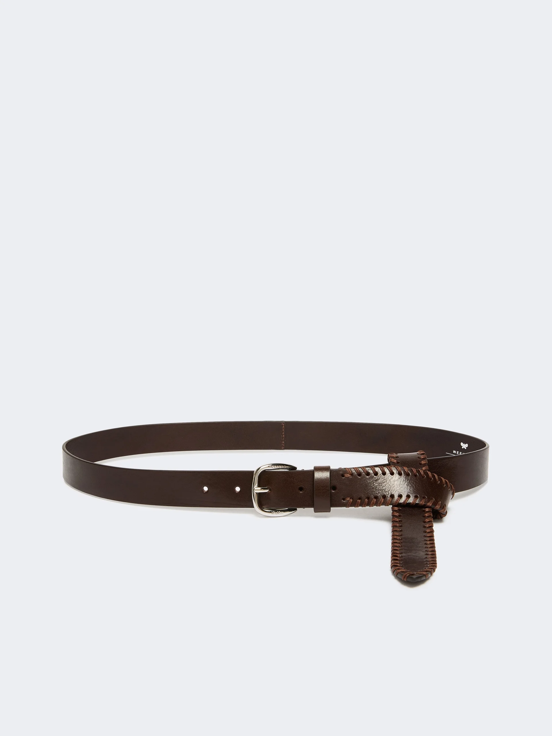 Leather belt with tip - DARK BROWN - 1