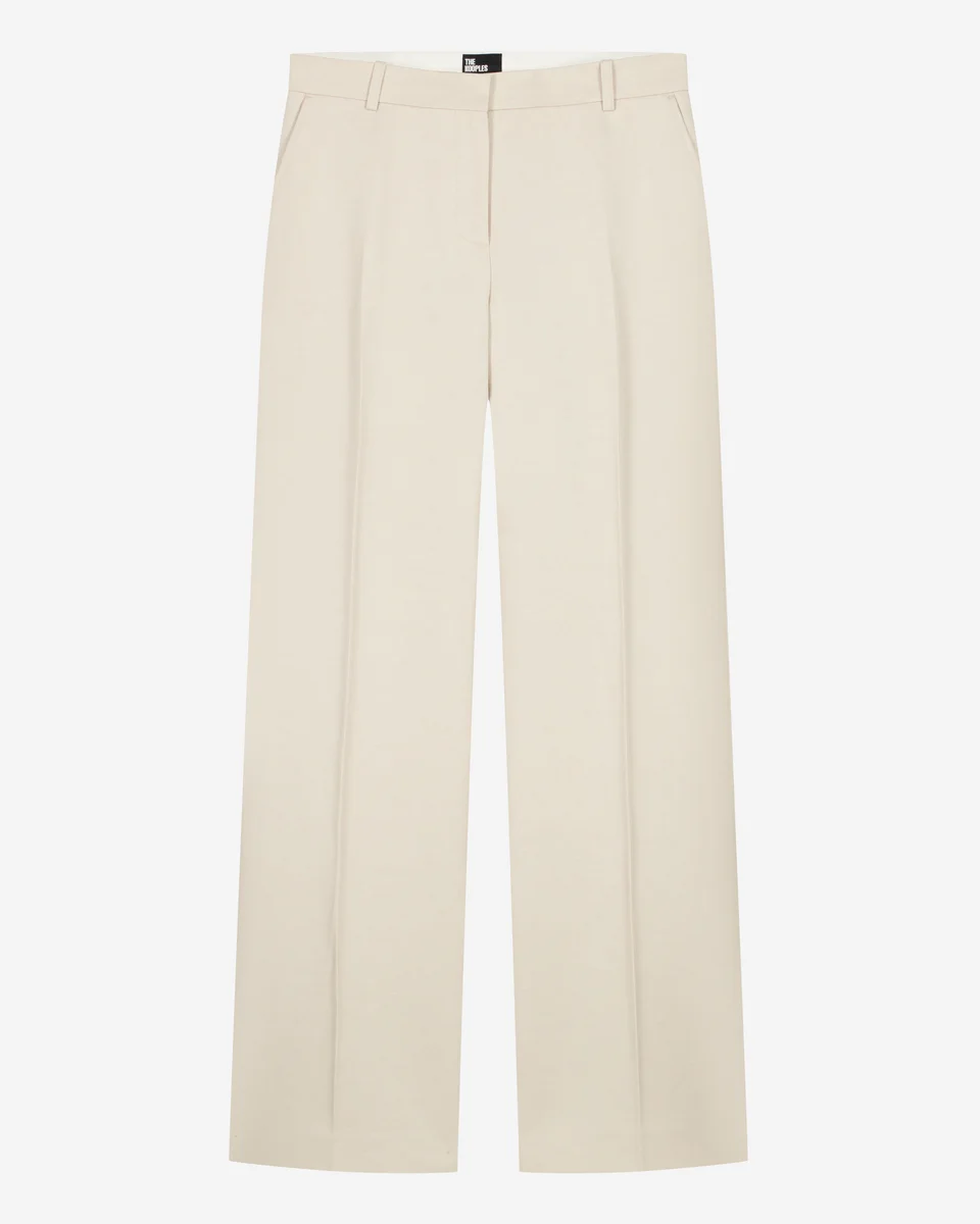 WIDE-LEG PANTS IN BEIGE LINEN AND COTTON - 1