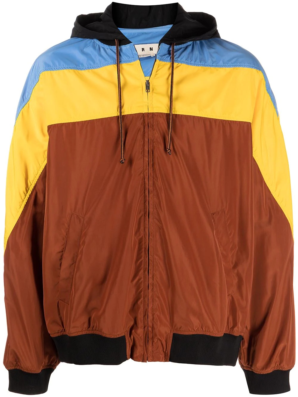 hooded colour-block lightweight jacket - 1