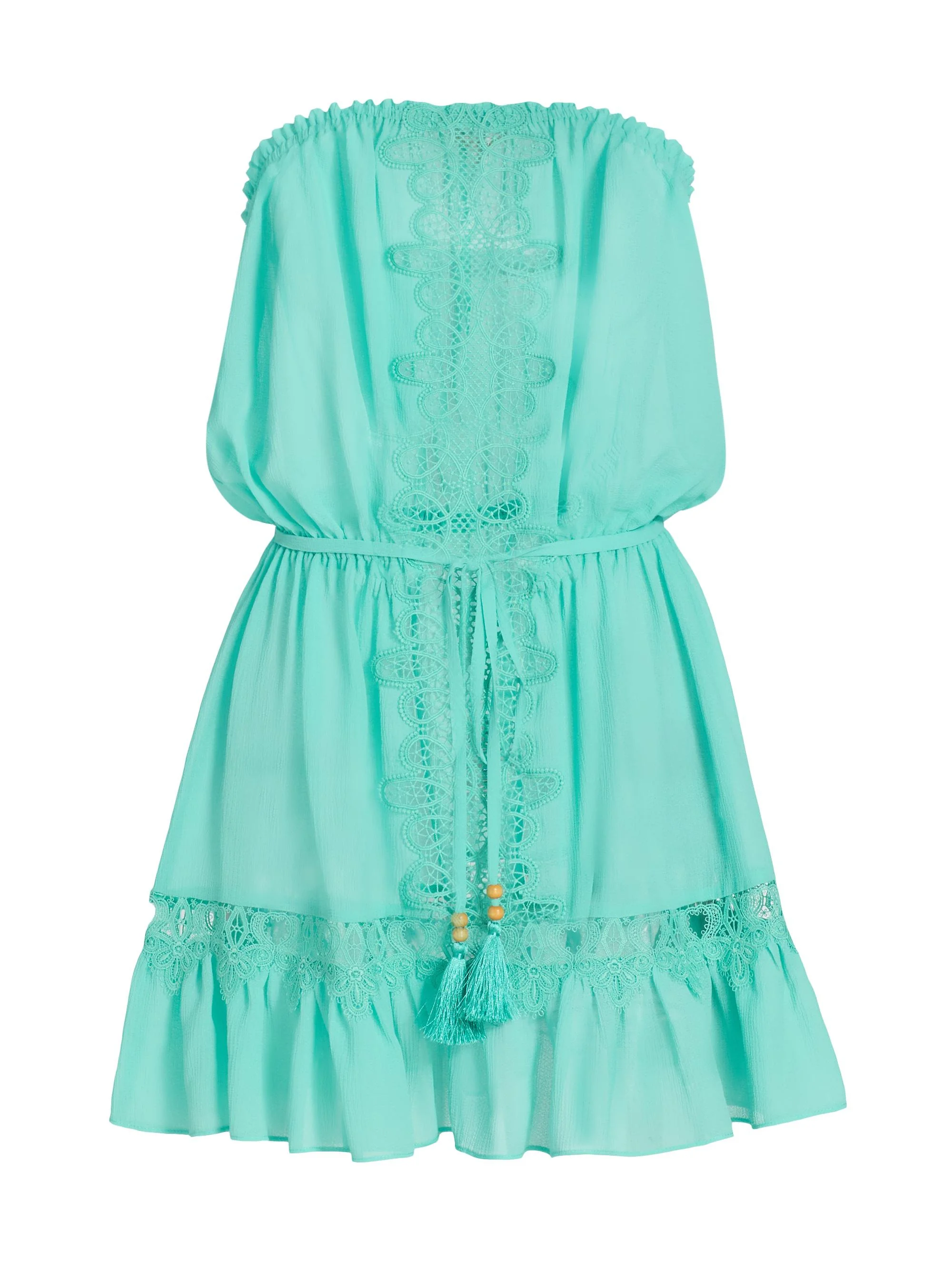 Women's Beth Lace-Trim Cover-Up Minidress - Seaglass - 1