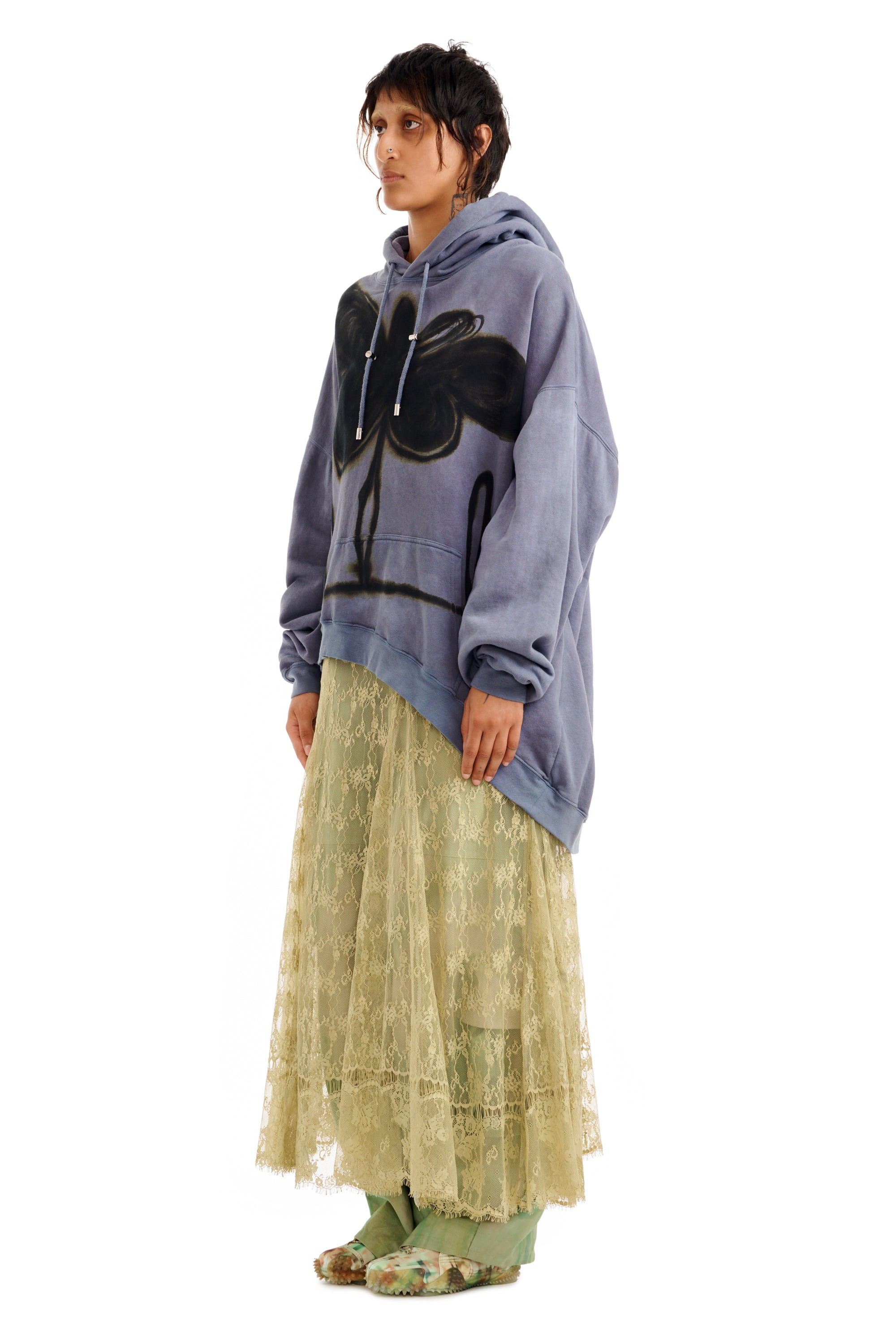 MIDNIGHT FLOWER POT WAVE HEM HOODIE - 3