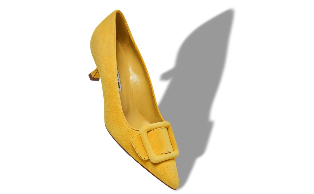 Yellow Suede Buckle Detail Pumps - 2