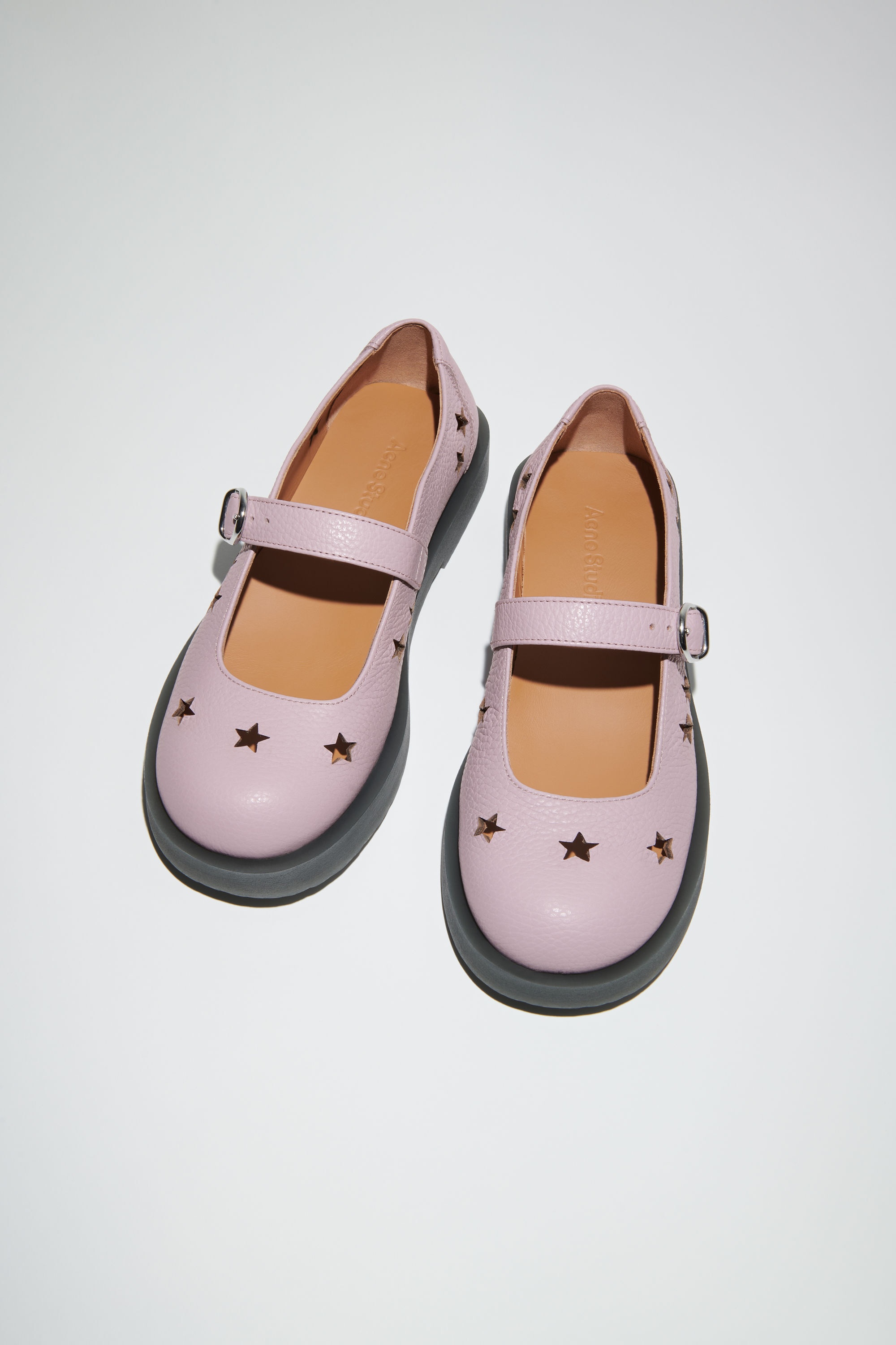 Leather buckle shoes - Lilac/black - 3
