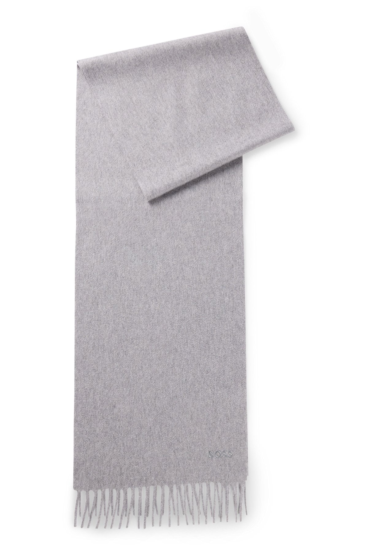 ITALIAN-CASHMERE SCARF WITH FRINGING AND EMBROIDERED LOGO - 1