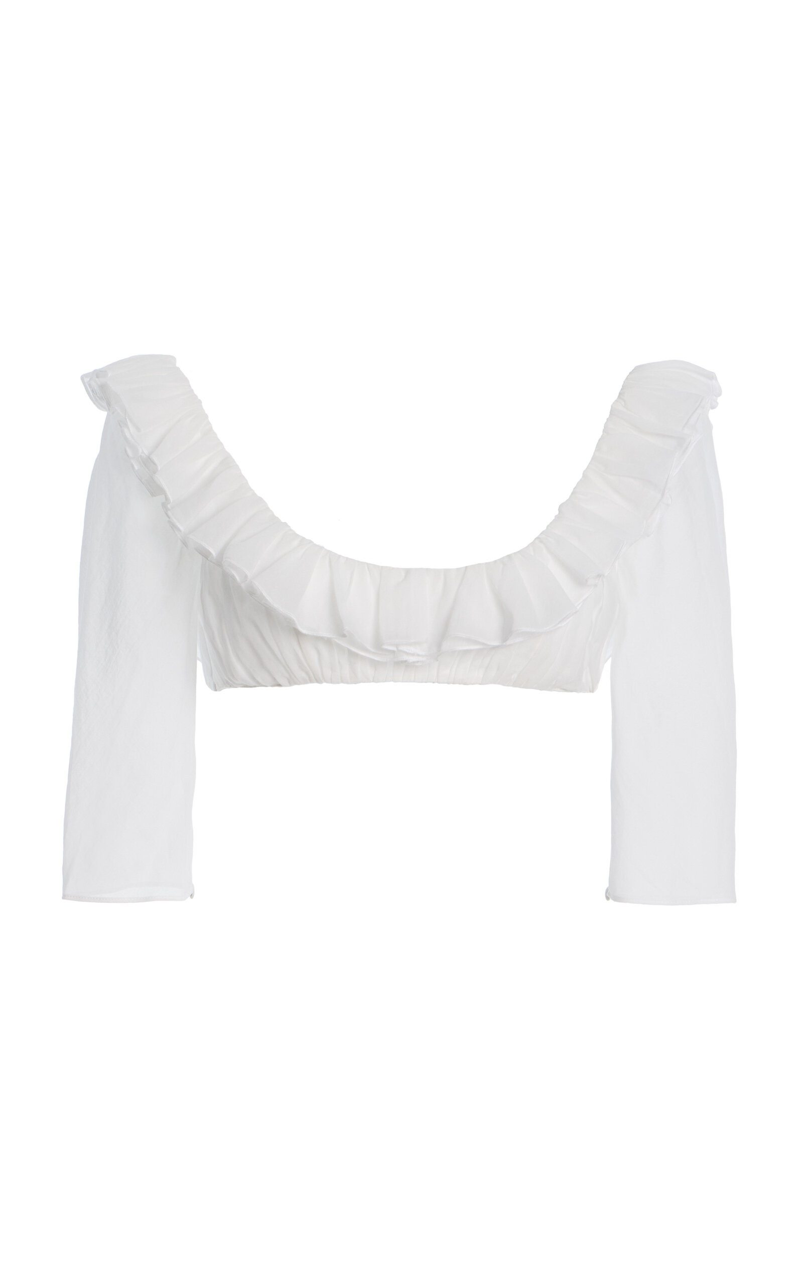 Ruffled Cropped Cotton Top ivory - 1