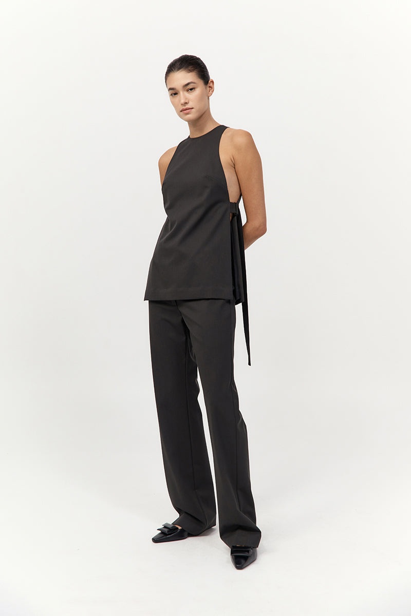 Side Tie Top - Black Olive - 5