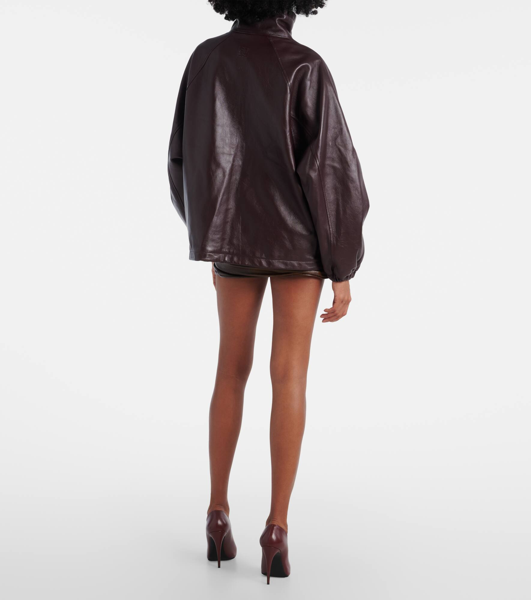 Oversized leather bomber jacket - 3