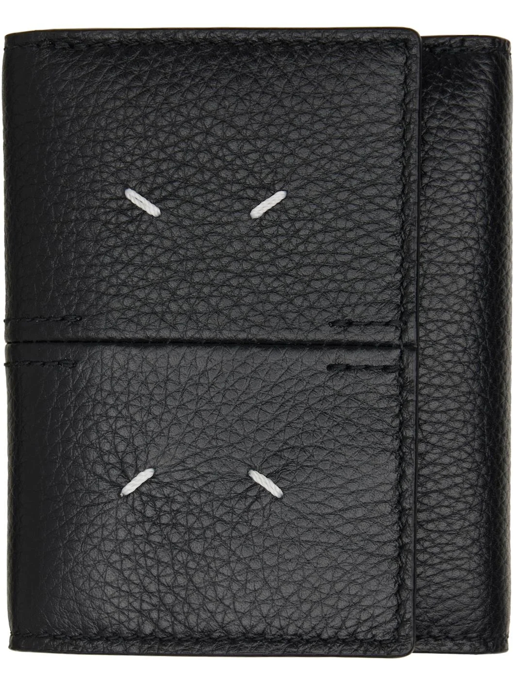 Black Four Stitches Trifold Wallet - 1