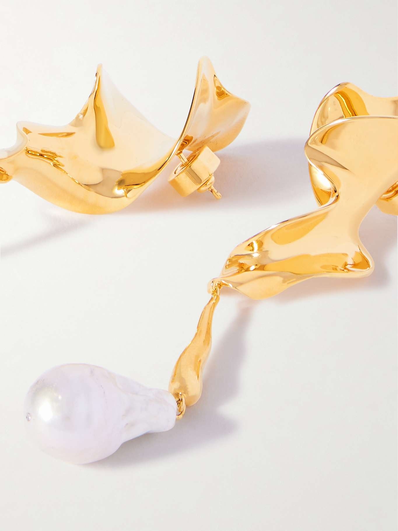 Tidal gold-plated faux pearl earrings White - 3