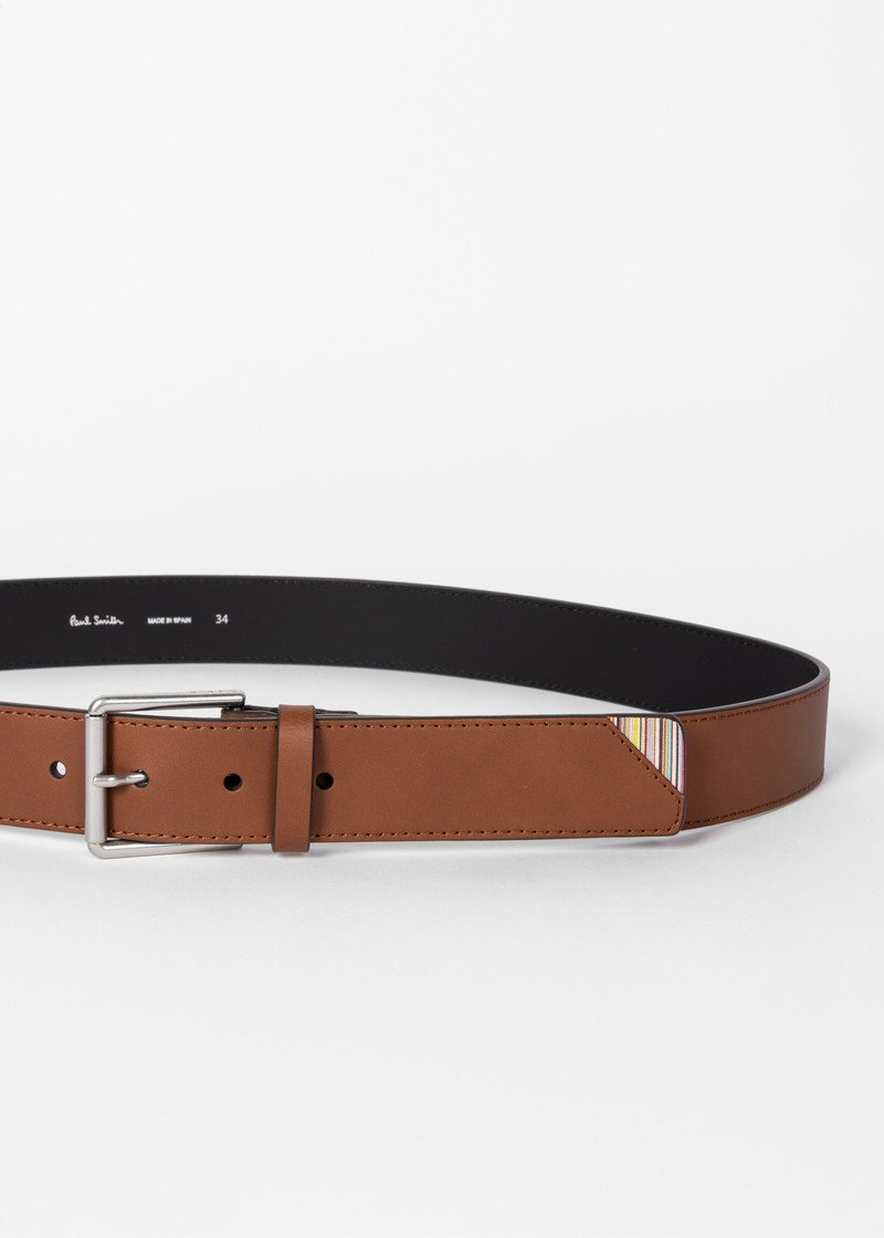 Paul Smith Tan 'Signature Stripe' Corner Belt outlook
