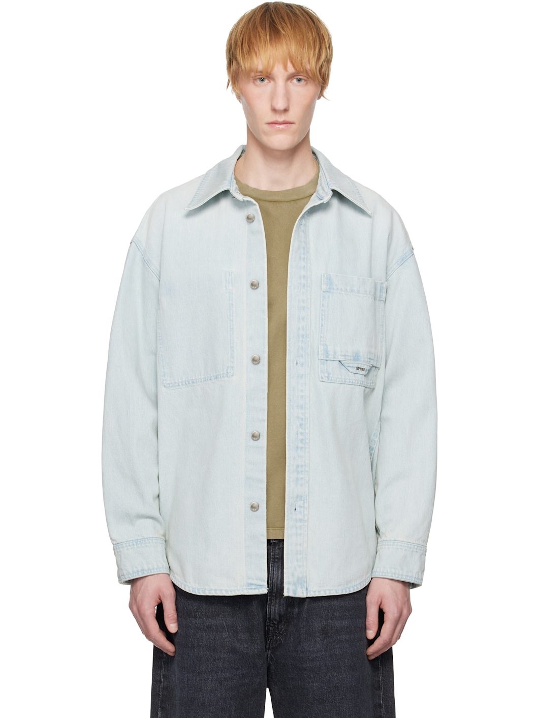 Blue Flower Back Logo Denim Shirt - 1