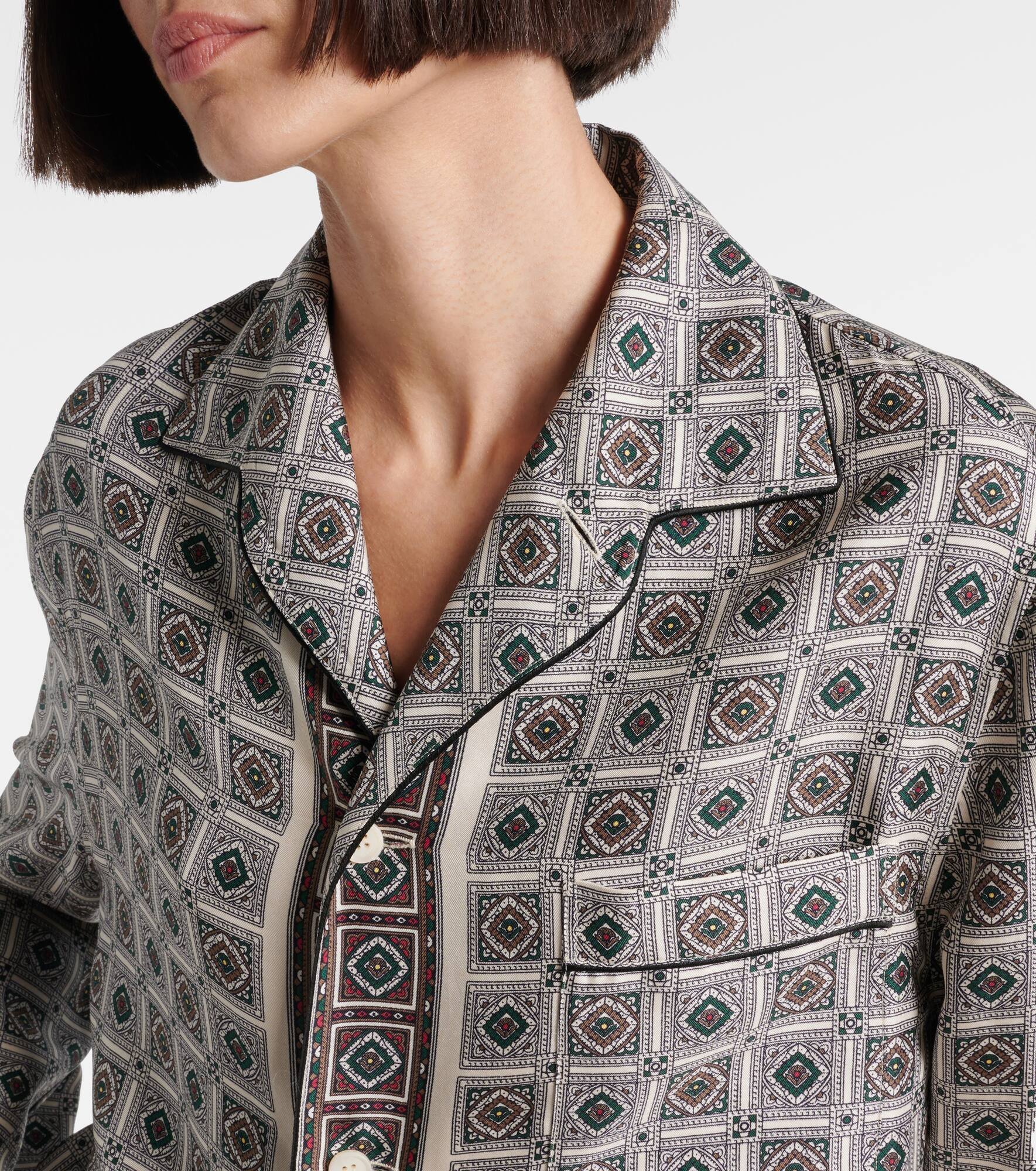Lian printed silk twill shirt - 4