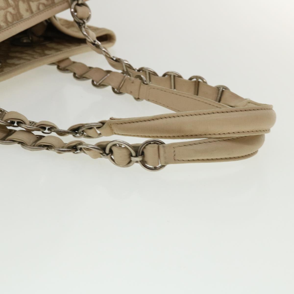 DIOR Trotter Canvas Chain Tote Bag Leather Beige - 7