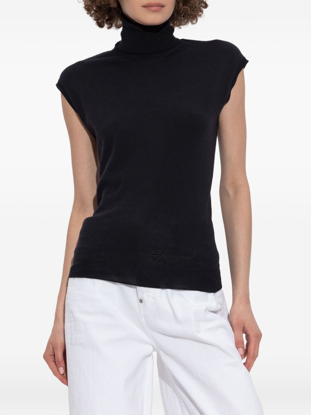 cap-sleeve turtleneck top - 3