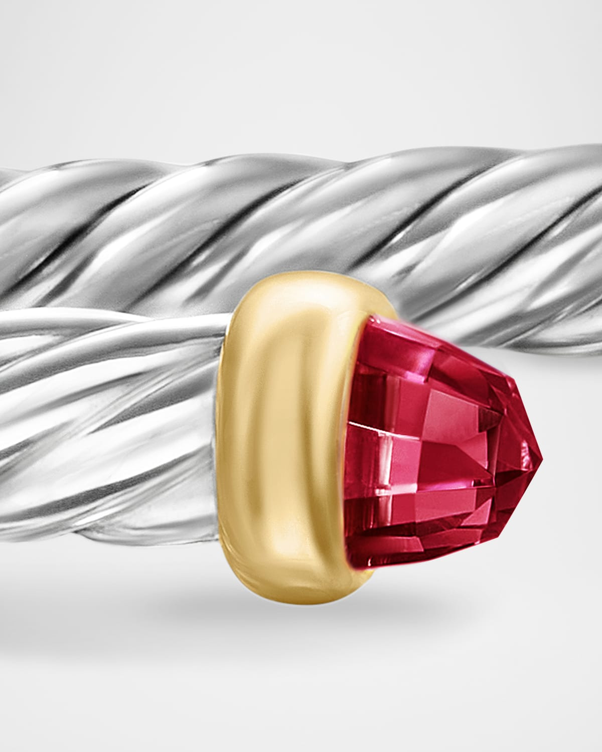 Cable Flex Bracelet with Gemstone in Silver and 14K Gold - 5