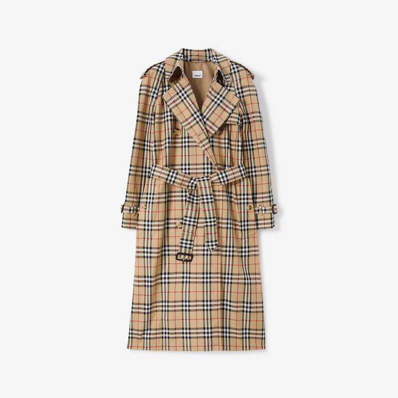Check Cotton Gabardine Trench Coat 1