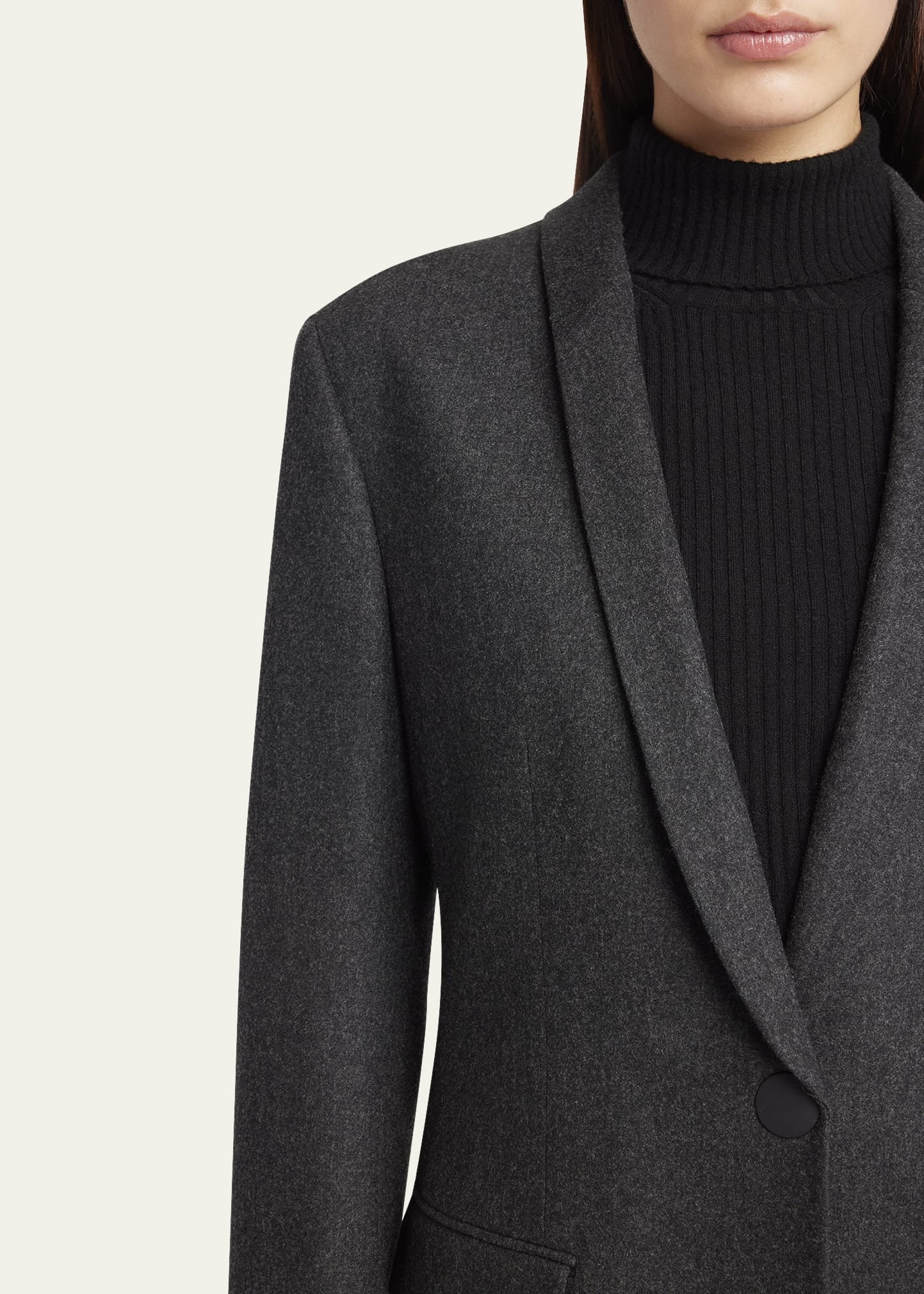 Cashmere Flannel Single-Breasted Blazer - 5