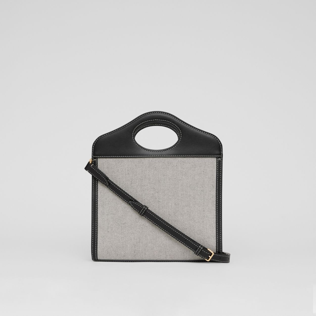 Mini Two-tone Canvas and Leather Pocket Bag - 8