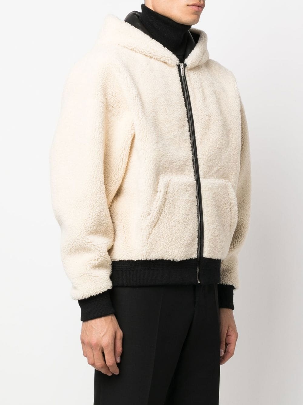 textured-finish hooded bomber jacket - 3