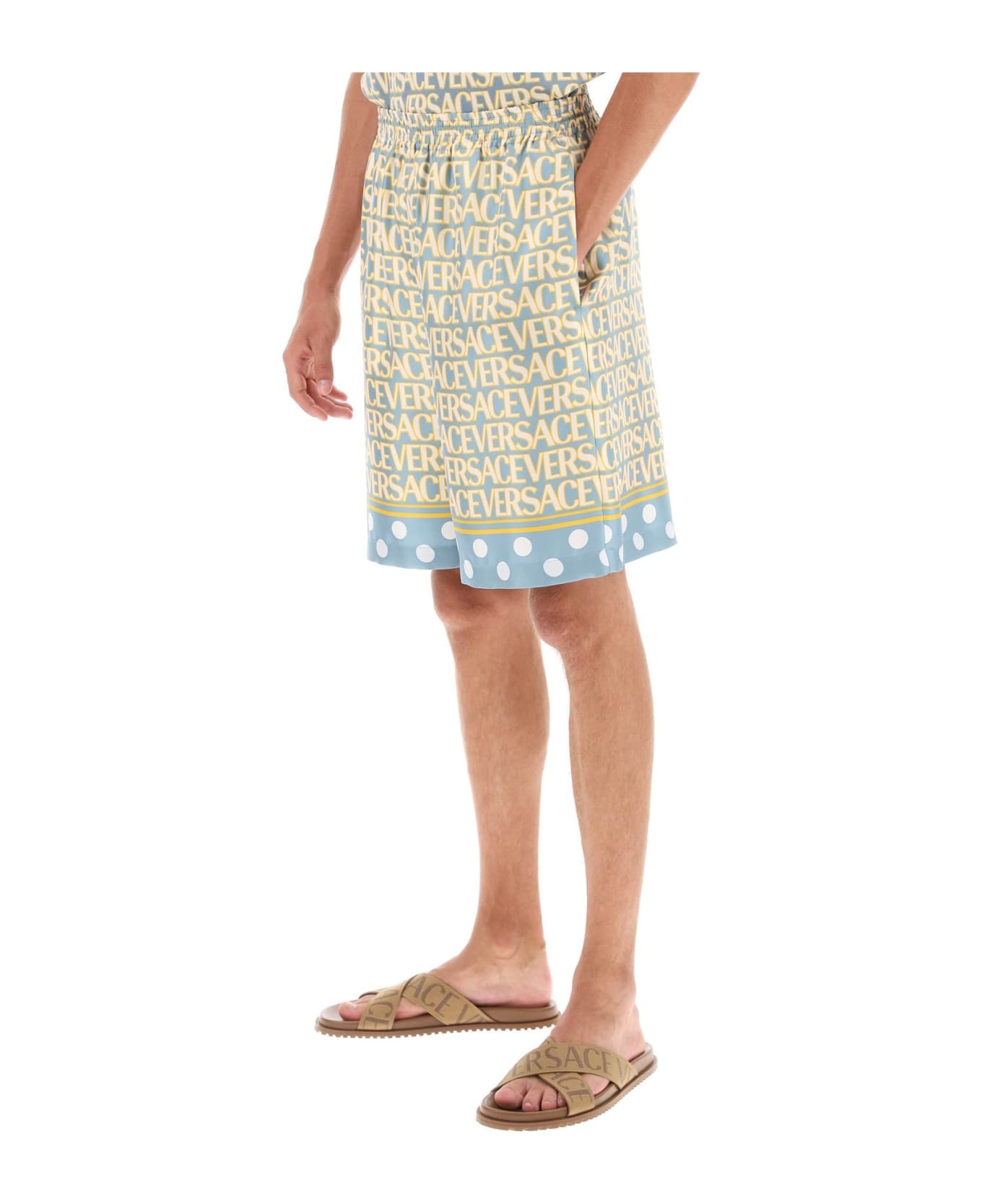 Versace Allover Silk Shorts - 4