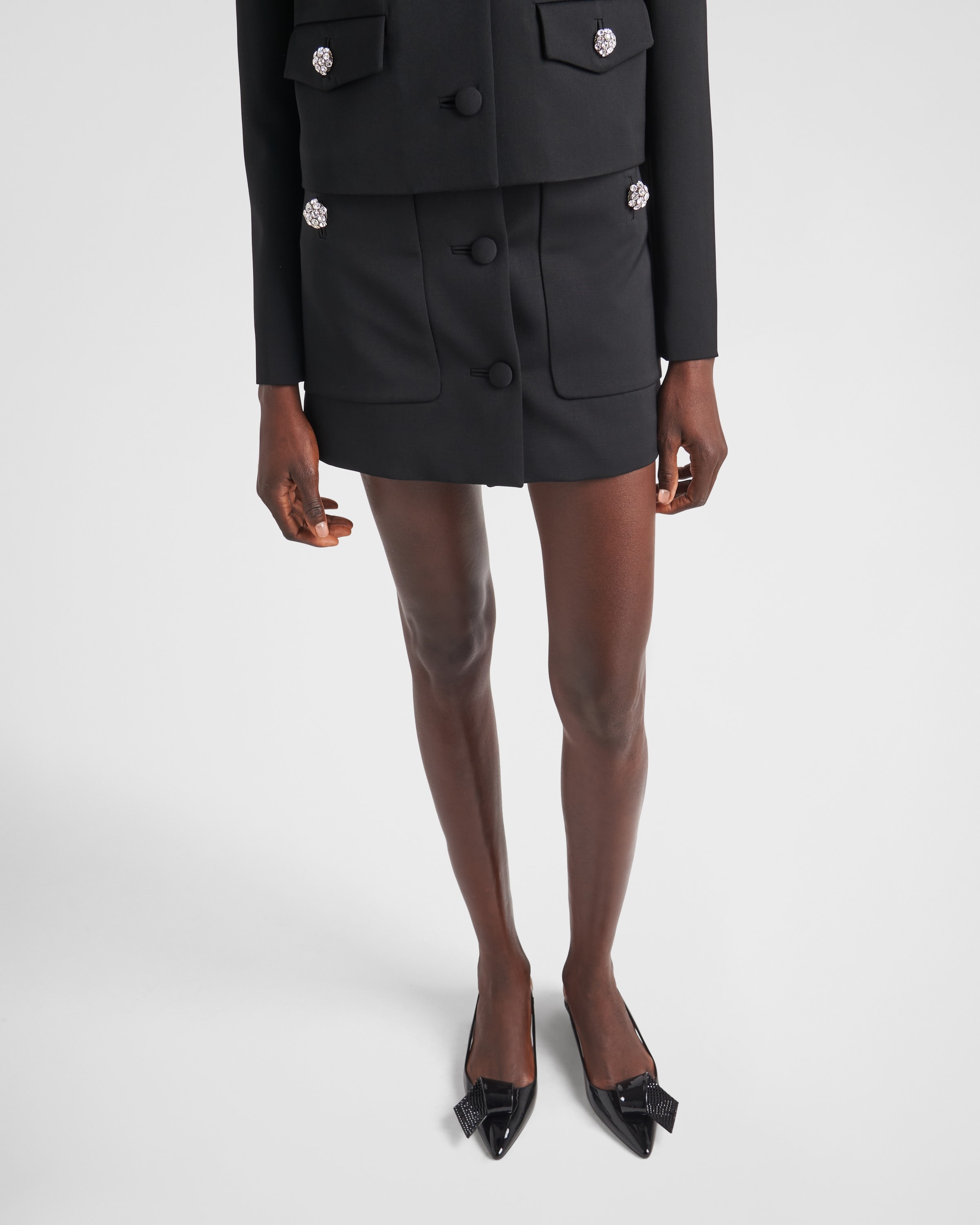 Wool satin miniskirt - 4