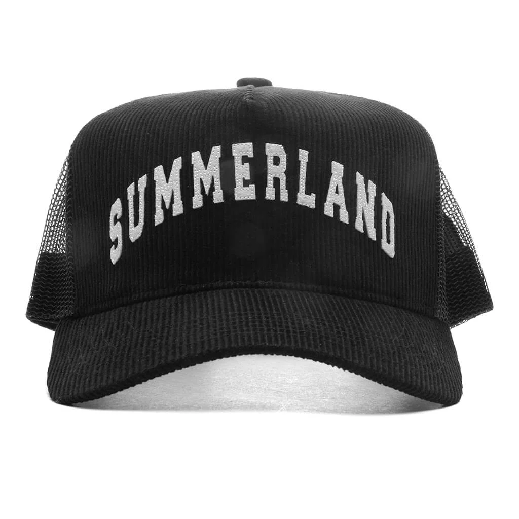 SUMMERLAND CORDUROY TRUCKER HAT - BLACK - 1