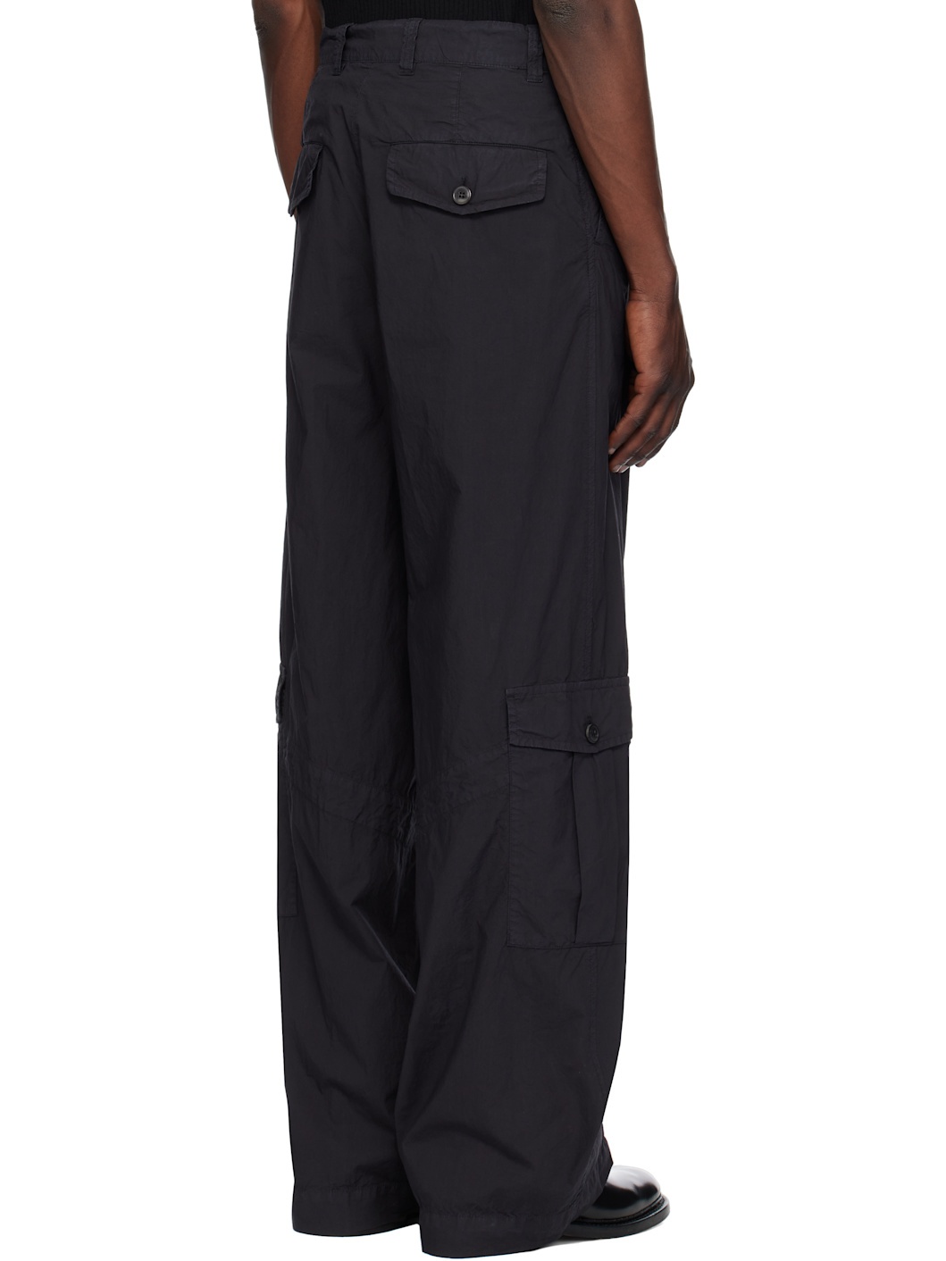 Navy Loose Overdyed Cargo Pants - 3