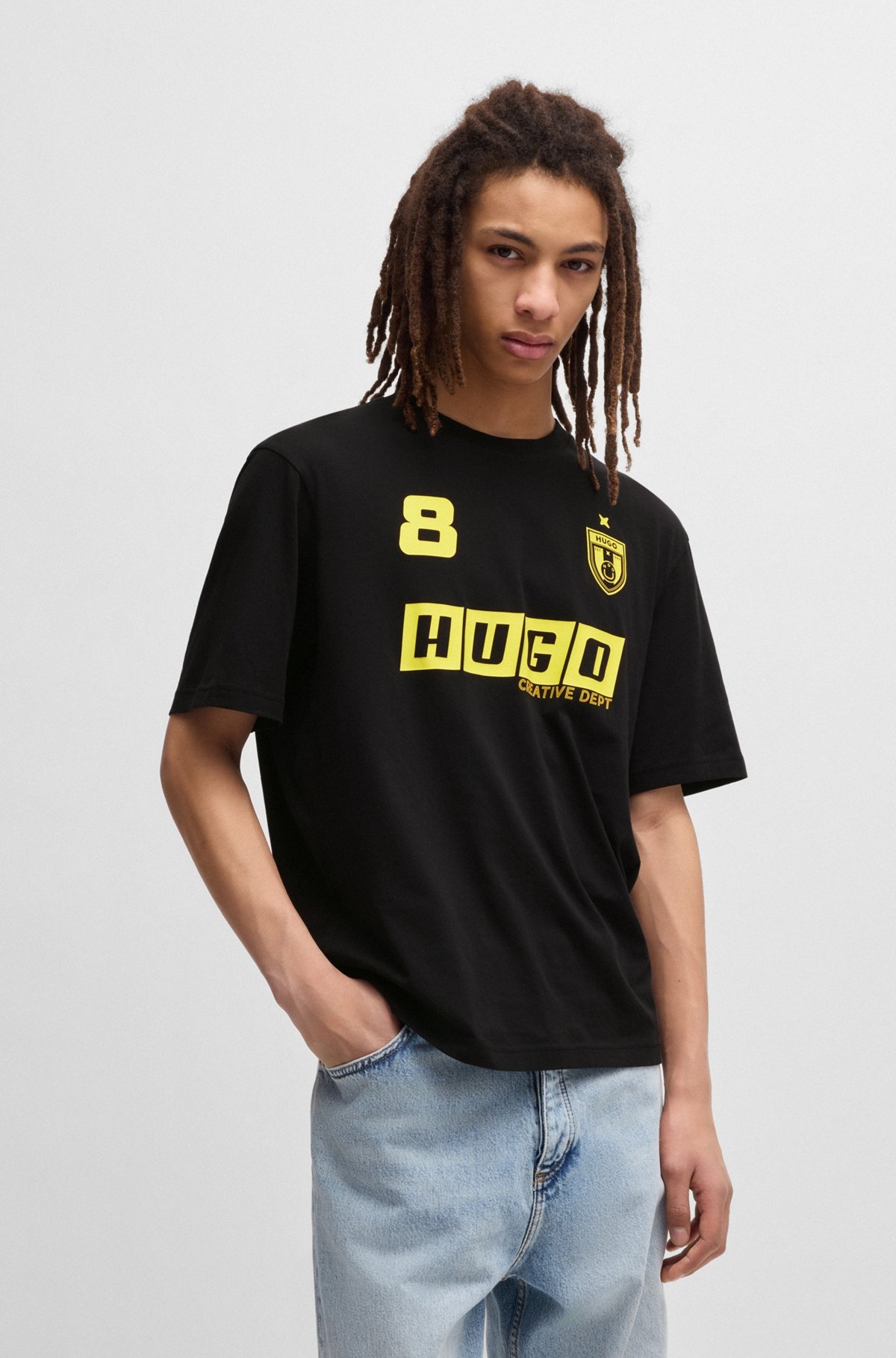 COTTON-JERSEY T-SHIRT WITH FOOTBALL-INSPIRED PRINTS - 2