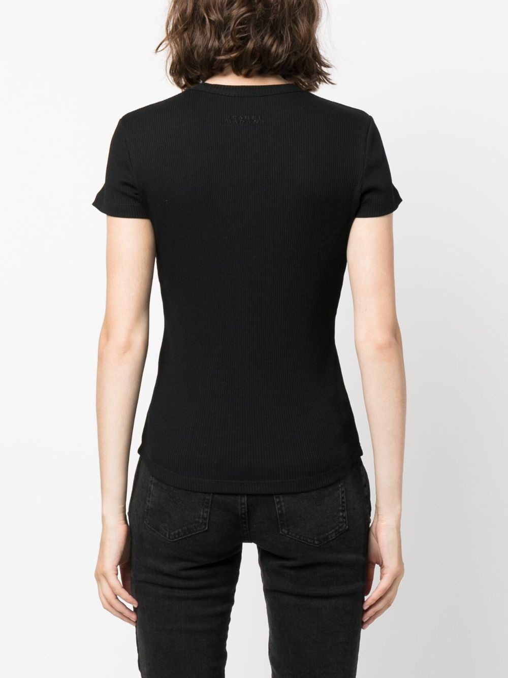crew-neck fine-ribbed T-shirt - 4
