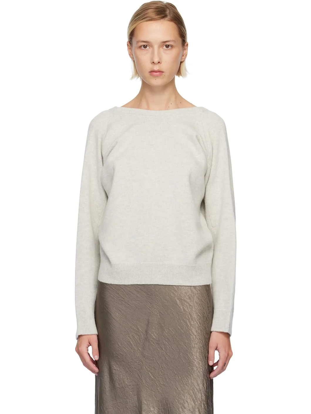 Gray Wool Knit Sweater - 1