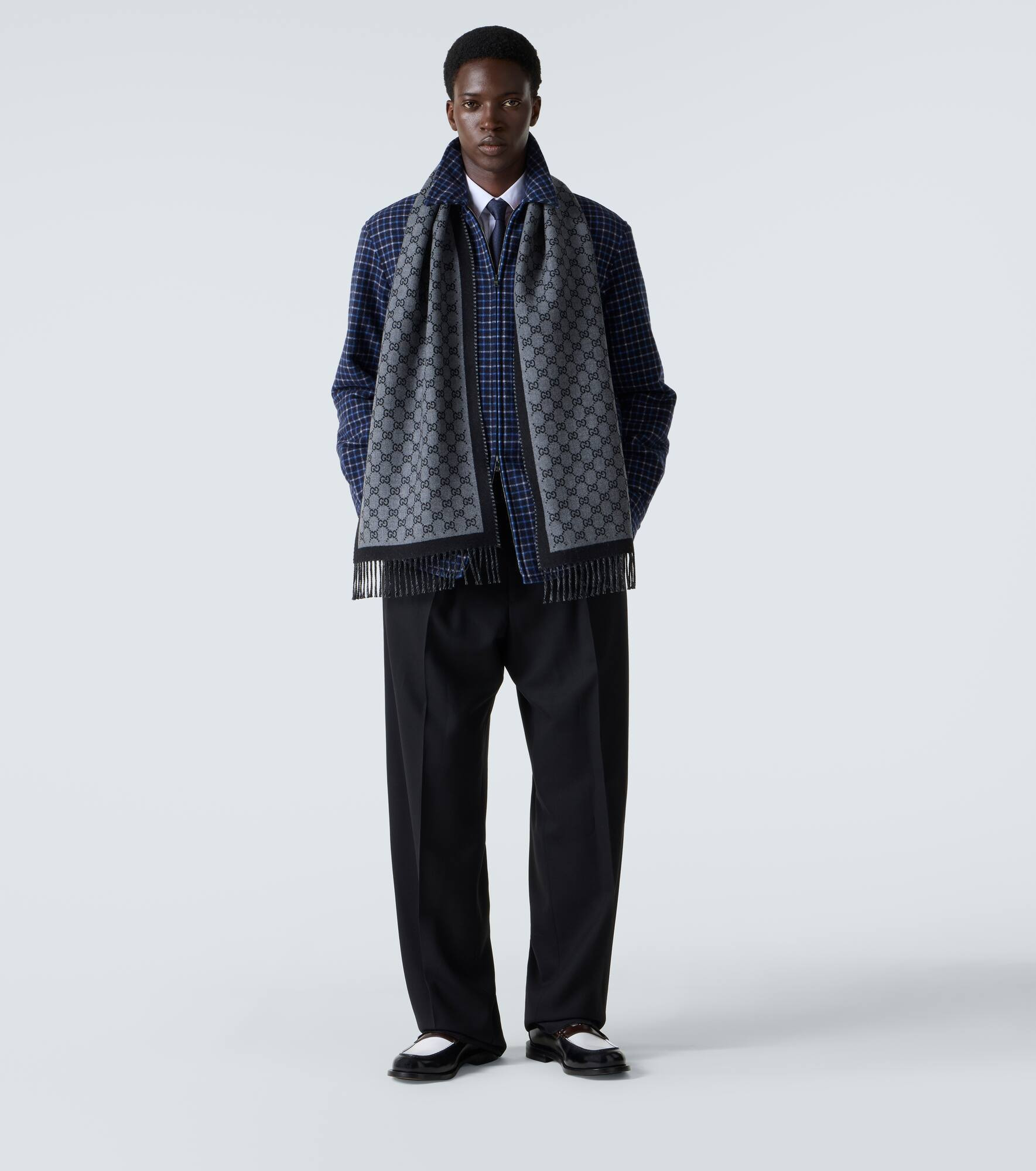 GG wool jacquard scarf - 4