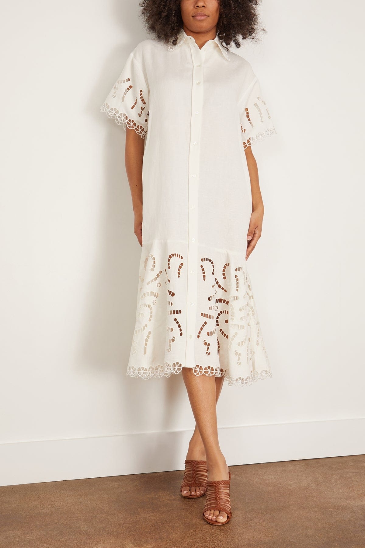 Marja Embroidery Shirt Dress in Pearl - 3